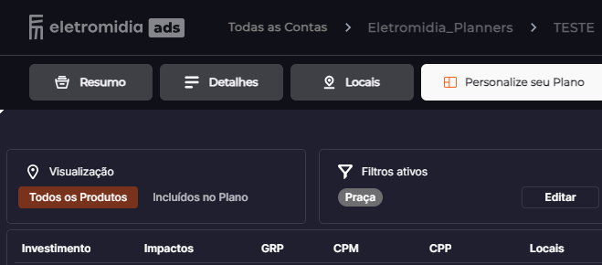Visualização personalizado